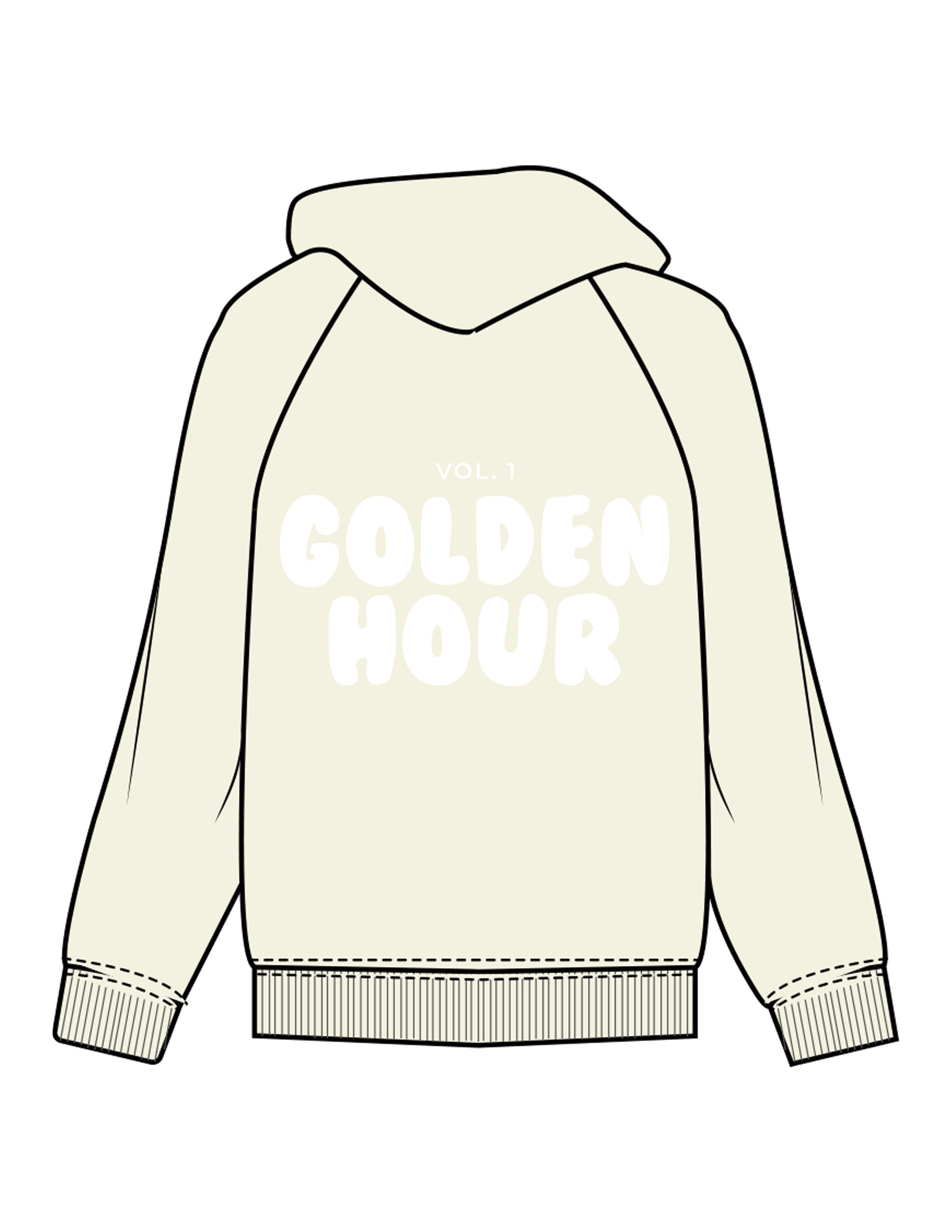 The Womens Hoodie - Butter - Golden Hour - Left Chest Stacked & Back Stacked - Printed - White
