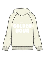The Womens Hoodie - Butter - Golden Hour - Left Chest Stacked & Back Stacked - Printed - White
