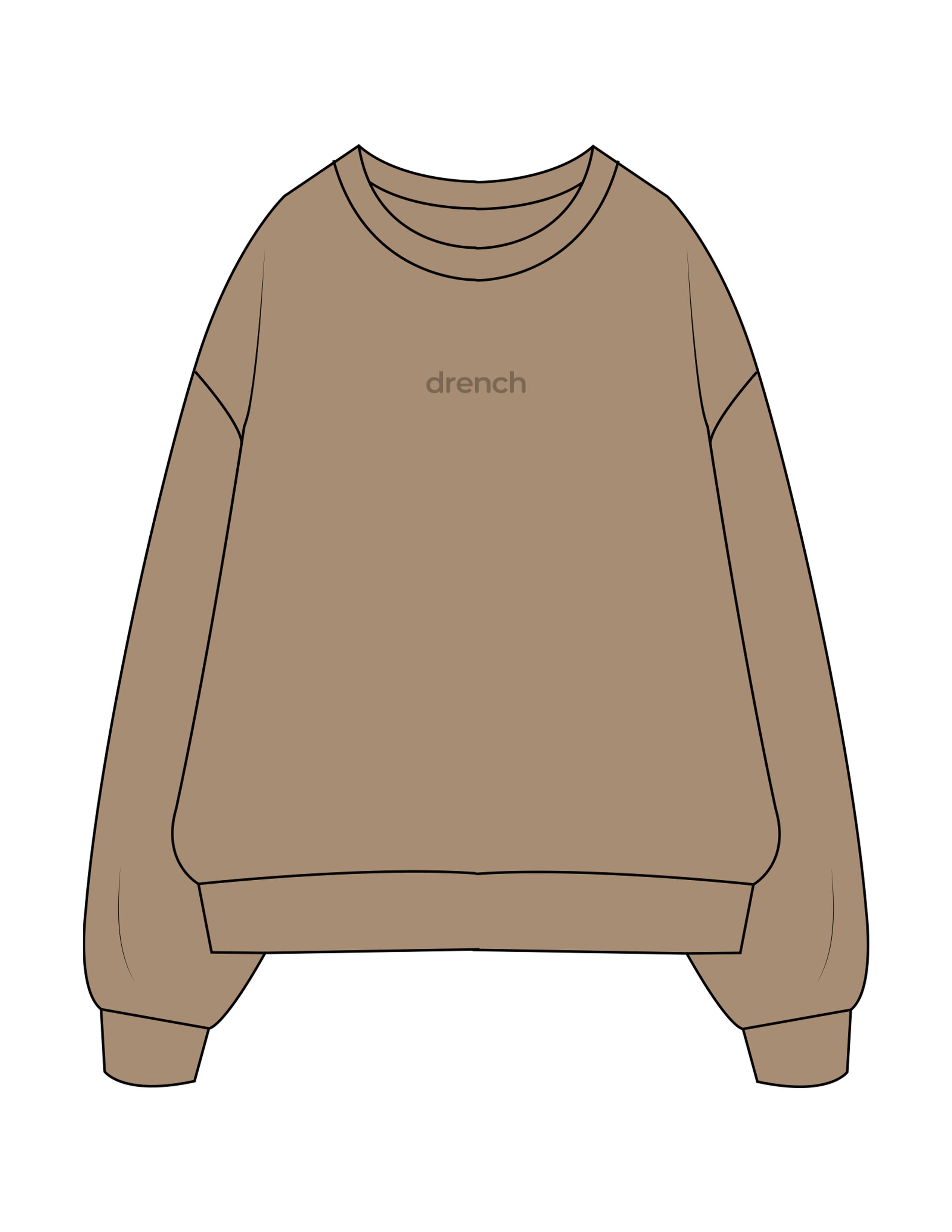 The Mens Crewneck - Sand - Drench - Center Chest - Embroidered - Tone on Tone