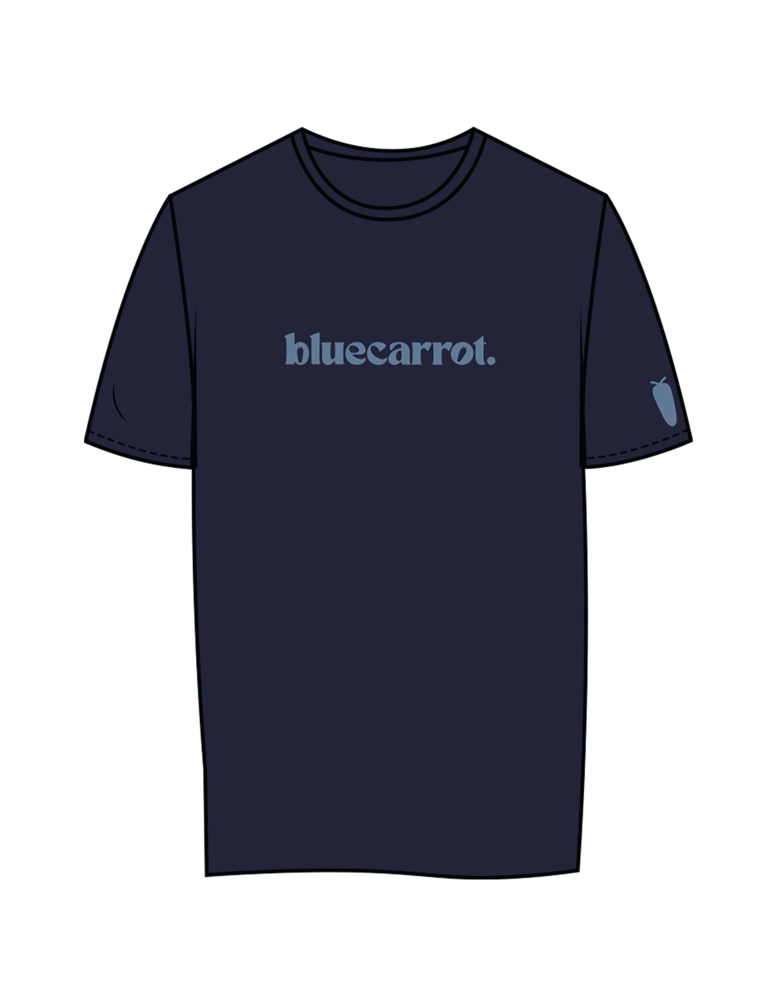 The Womens Tee - Navy - BlueCarrot - Center Chest & Left Sleeve - Printed - Blue