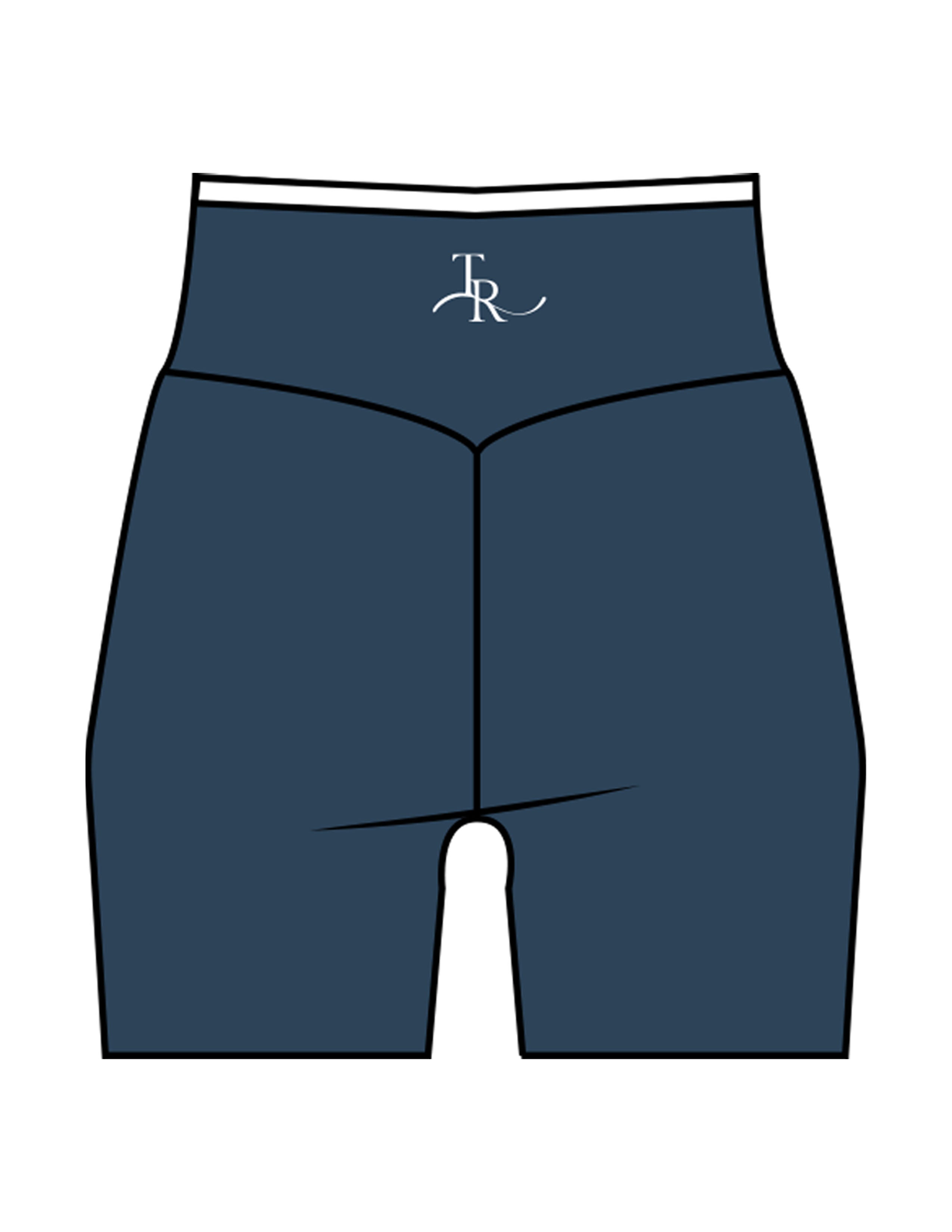 The Piped Crossover Short - Petrol Blue - The Refinery Fitness Studio - Center Back - Printed - White
