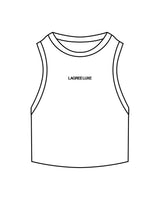 The Ribbed Crop Tank - White - Lagree Luxe - Centrer Chest "LAGREELUXE" - Embroidered - Black