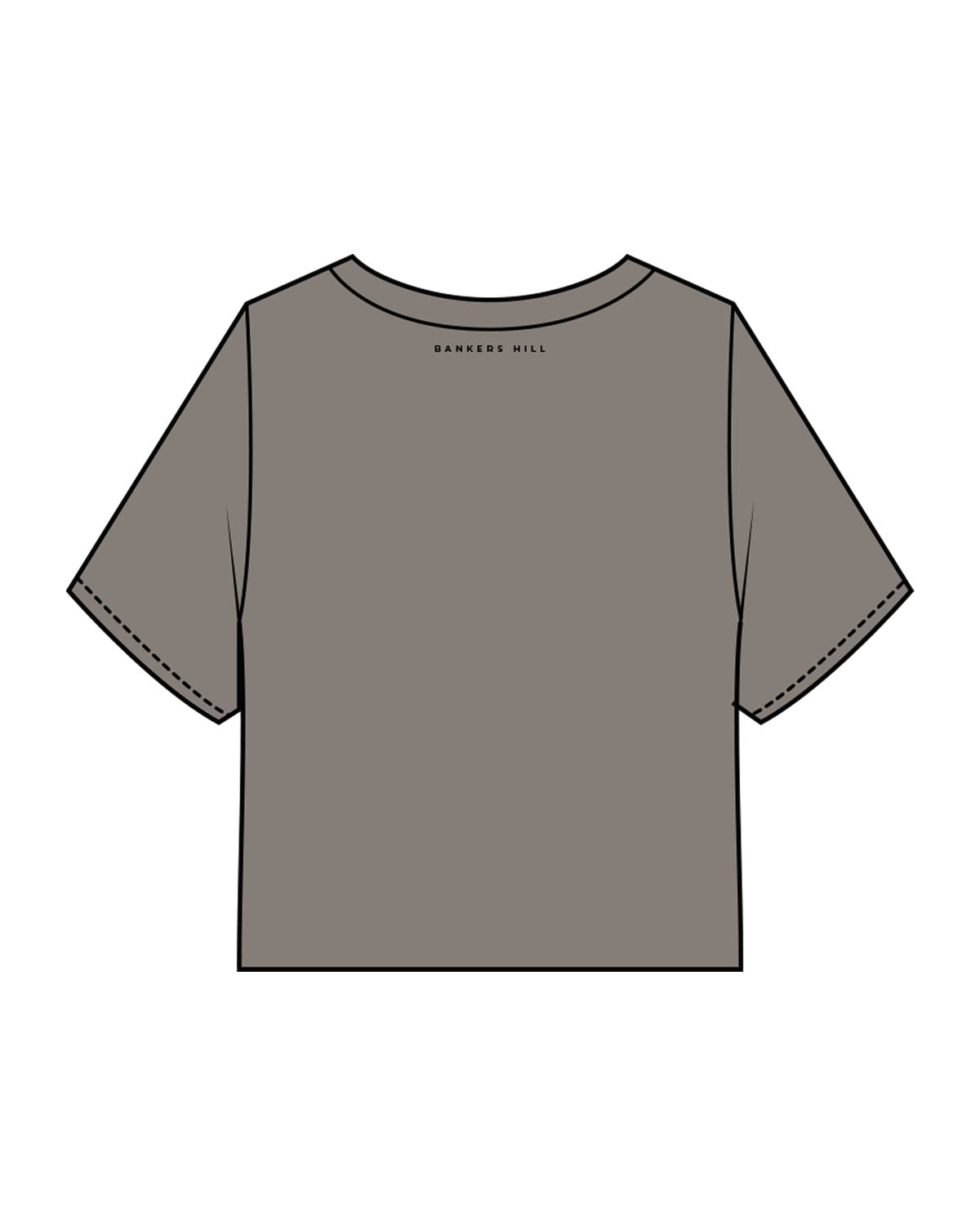 The Heavyweight Crop Tee - Washed Gray - Spa Kingston - Center Chest & Back Neckline - Printed - Black