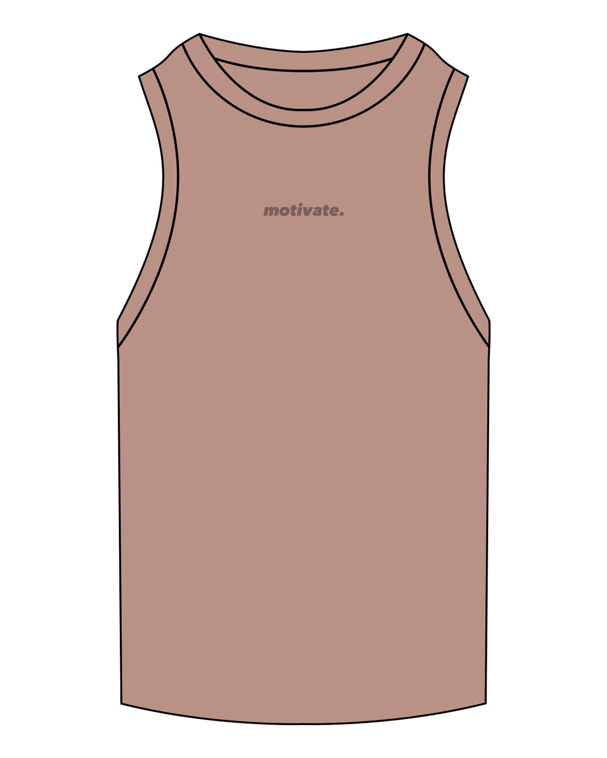 The Ribbed Full Length Tank - Clay - Motivate Movement - Center Chest - Embroidered - Tone on Tone