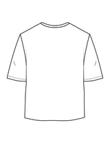 The Oversized Crop Tee - White - Fine Core Pilates - Center Chest Stacked - Printed - Black