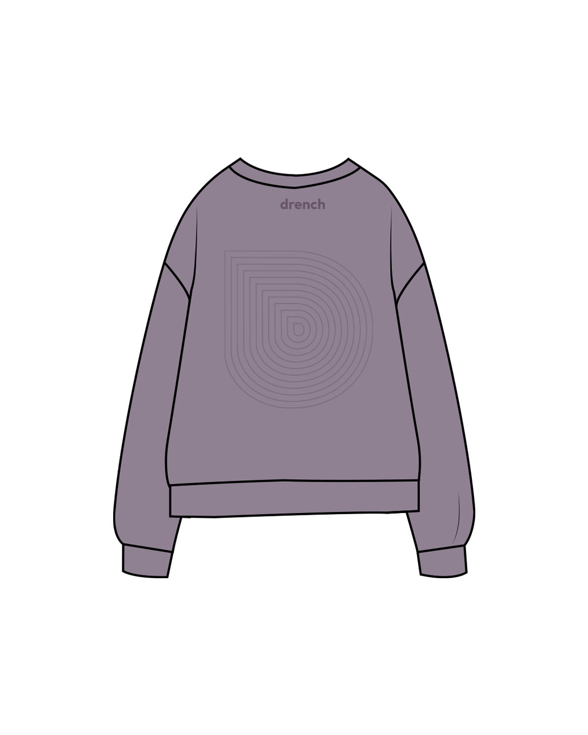 The Midweight Unisex Crewneck - Washed Plum - Drench - Center Back Logo & Back Neckline -  Printed - Tone on Tone