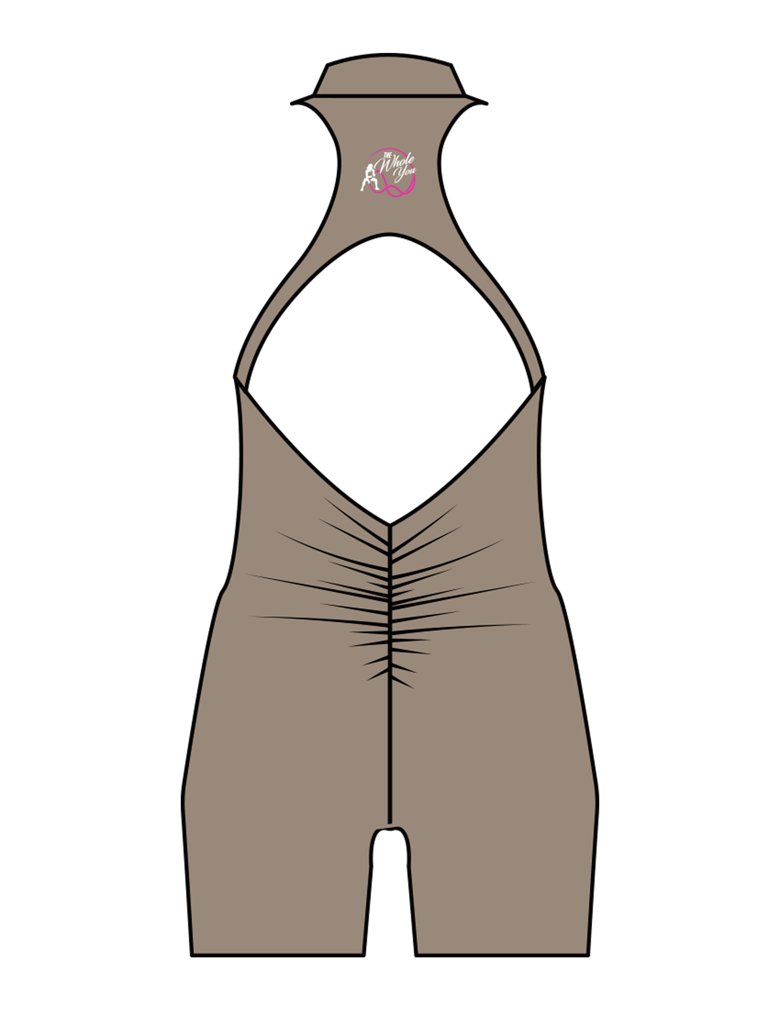 The High Neck Zip Jumpsuit - Brown - The Whole You Wellness - Back Neckline - Printed - Full Color
