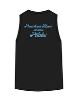 The Classic Full Length Tank - Black - Powerhouse Fitness - Left Chest & Back Stacked - "PIlates" Printed - Teal