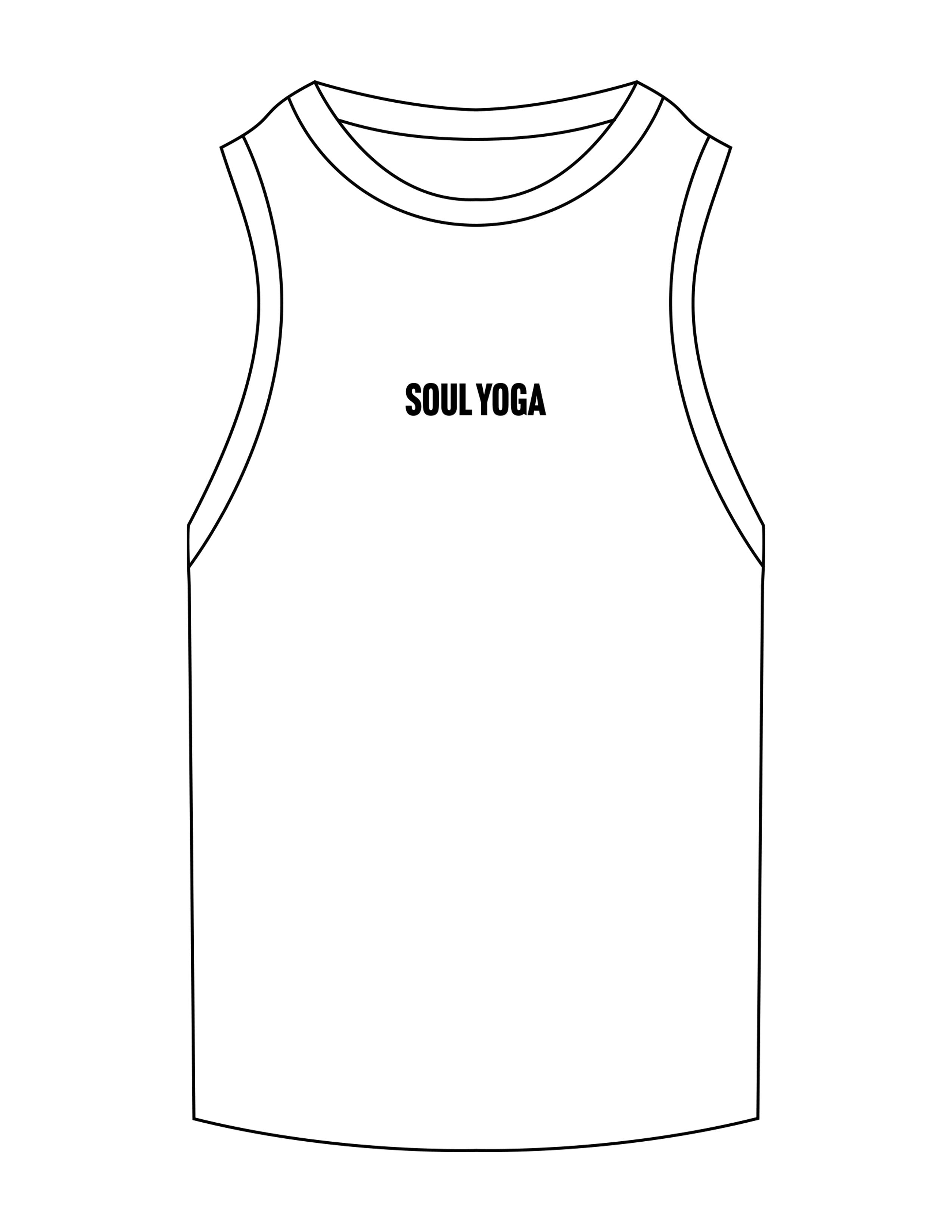 The Ribbed Full Length Tank - White - SOUL YOGA - Center Chest - EMB - Black
