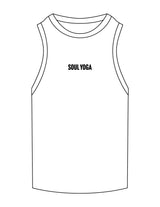The Ribbed Full Length Tank - White - SOUL YOGA - Center Chest - EMB - Black