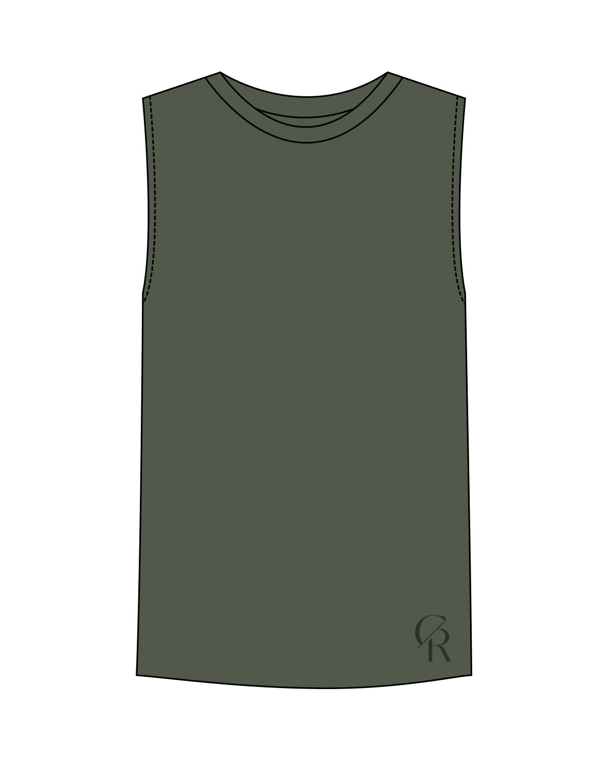 The Mens Tank - Cypress - Core Reform - Bottom Left Corner - Printed - Tone on Tone