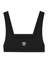 The Box Cut Bra - Black - LVL - Center Chest Stacked & Back Icon - Printed - White