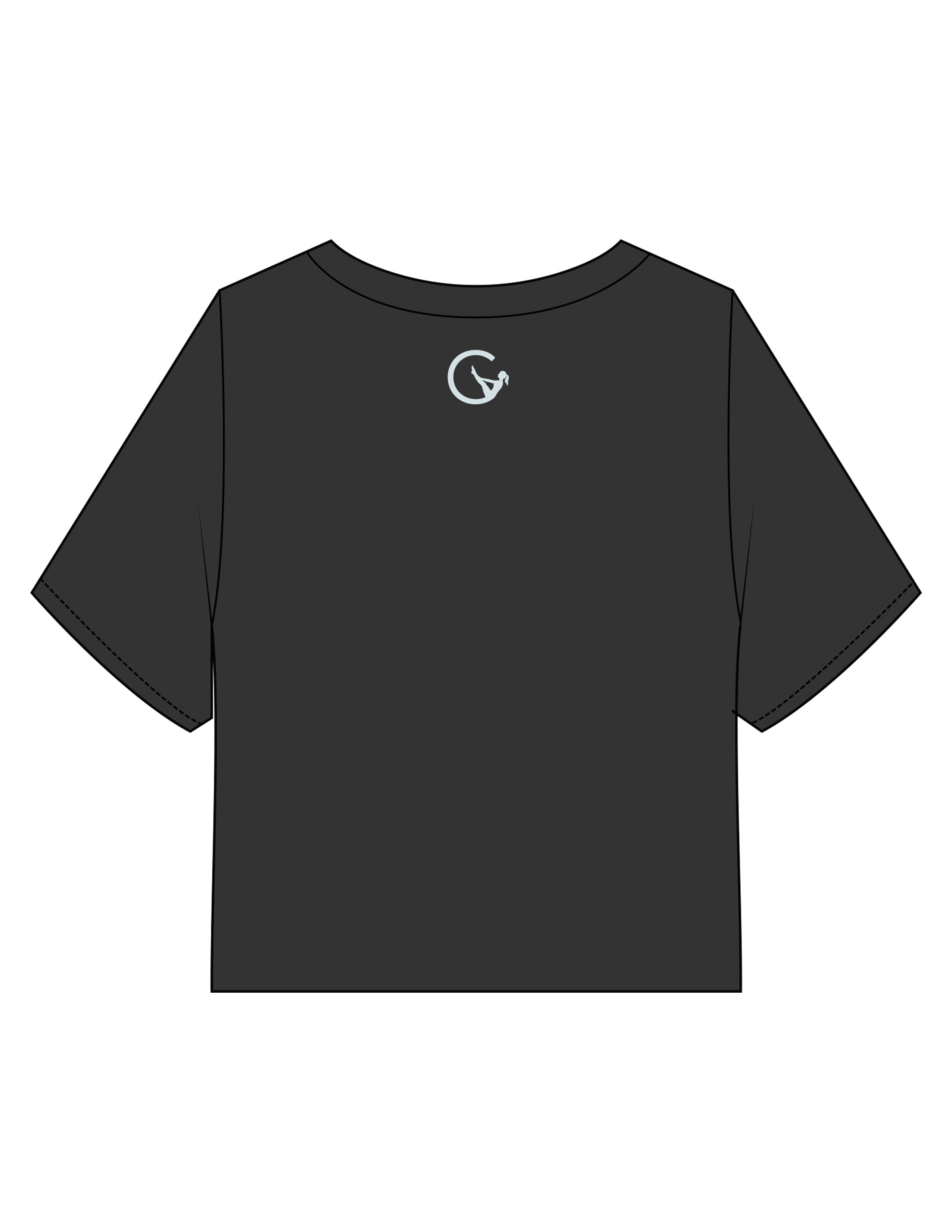 The Heavyweight Crop Tee - Washed Black - Movement With Chels - Center Chest & Back Neckline - Printed - Light Blue