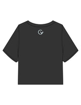 The Heavyweight Crop Tee - Washed Black - Movement With Chels - Center Chest & Back Neckline - Printed - Light Blue