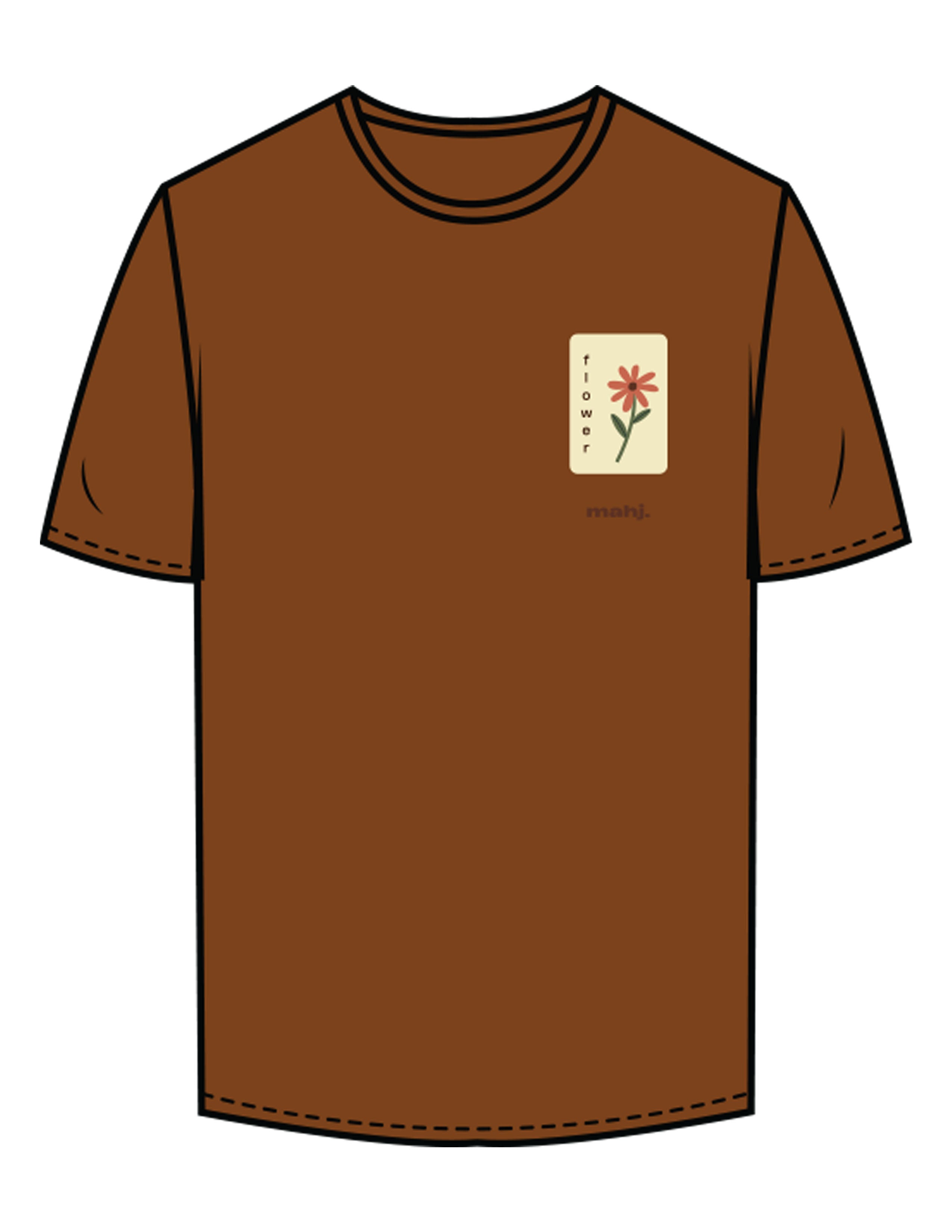 The Mens Tee - Chocolate - Barnes. The Label - Left Chest Flower - Printed - Full Color