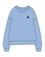 The Midweight Unisex Crewneck - Washed Light Blue - Left Chest - Printed - Black