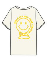 The Mens Heavyweight Tee - Off White - Try Smile Collective - Left Chest & Back Smiley - Printed - Yellow