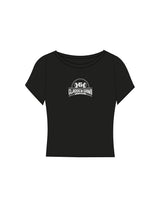 The Sporty Crop Short Sleeve - Black - Gladden Gains - Center Chest - Printed - White