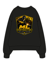 The Mens Heavyweight Crewneck - Black - ML Contracting LLC - Left Chest Flag & Back Image - Printed - Full Color