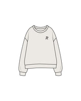 The Womens Crewneck - Bone - Reform Studios - Left Chest & Back Vertical - Printed - Black