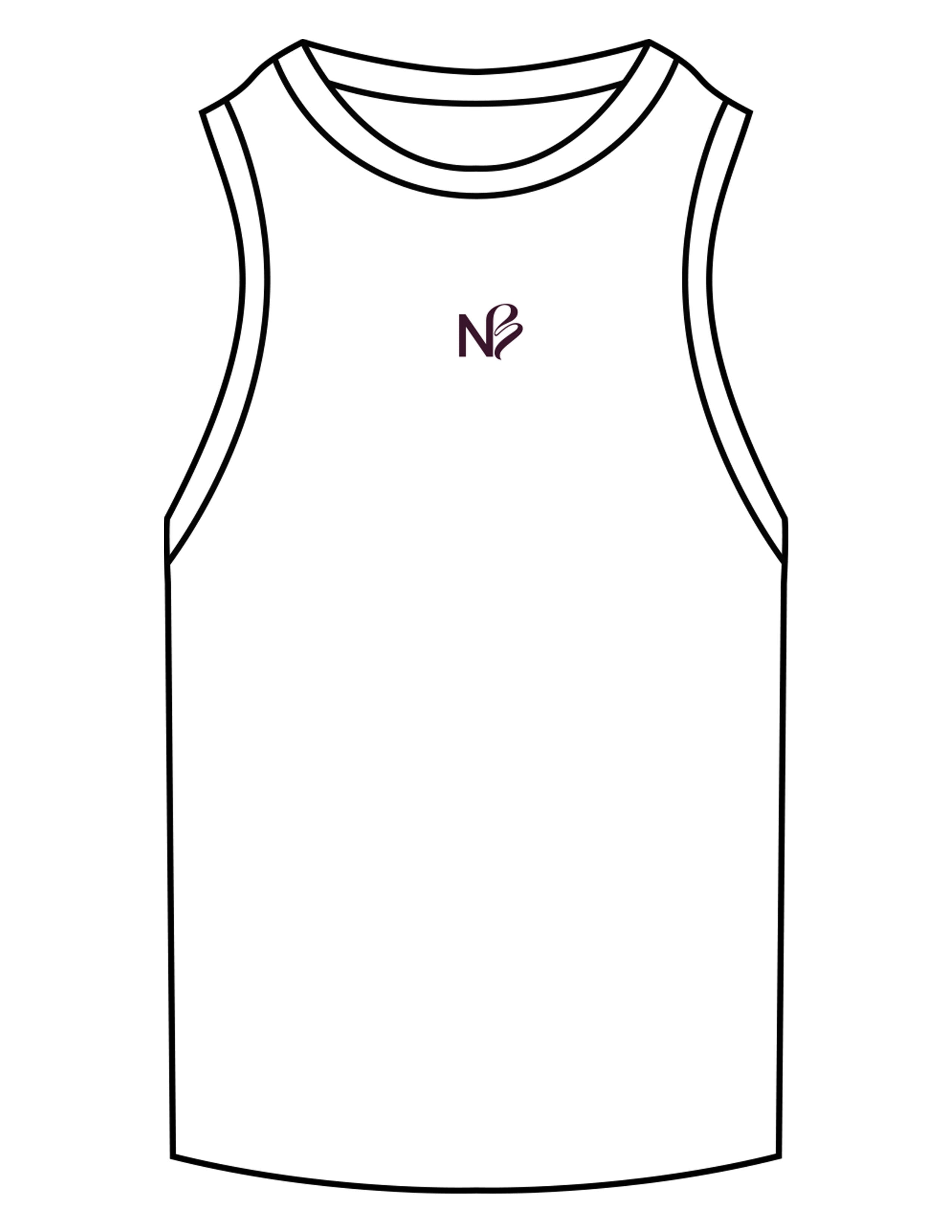 The Ribbed Full Length Tank - White - Neighborhood Barre - Center Chest "NB" - Embroidered - Aubergine