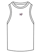 The Ribbed Full Length Tank - White - Neighborhood Barre - Center Chest "NB" - Embroidered - Aubergine