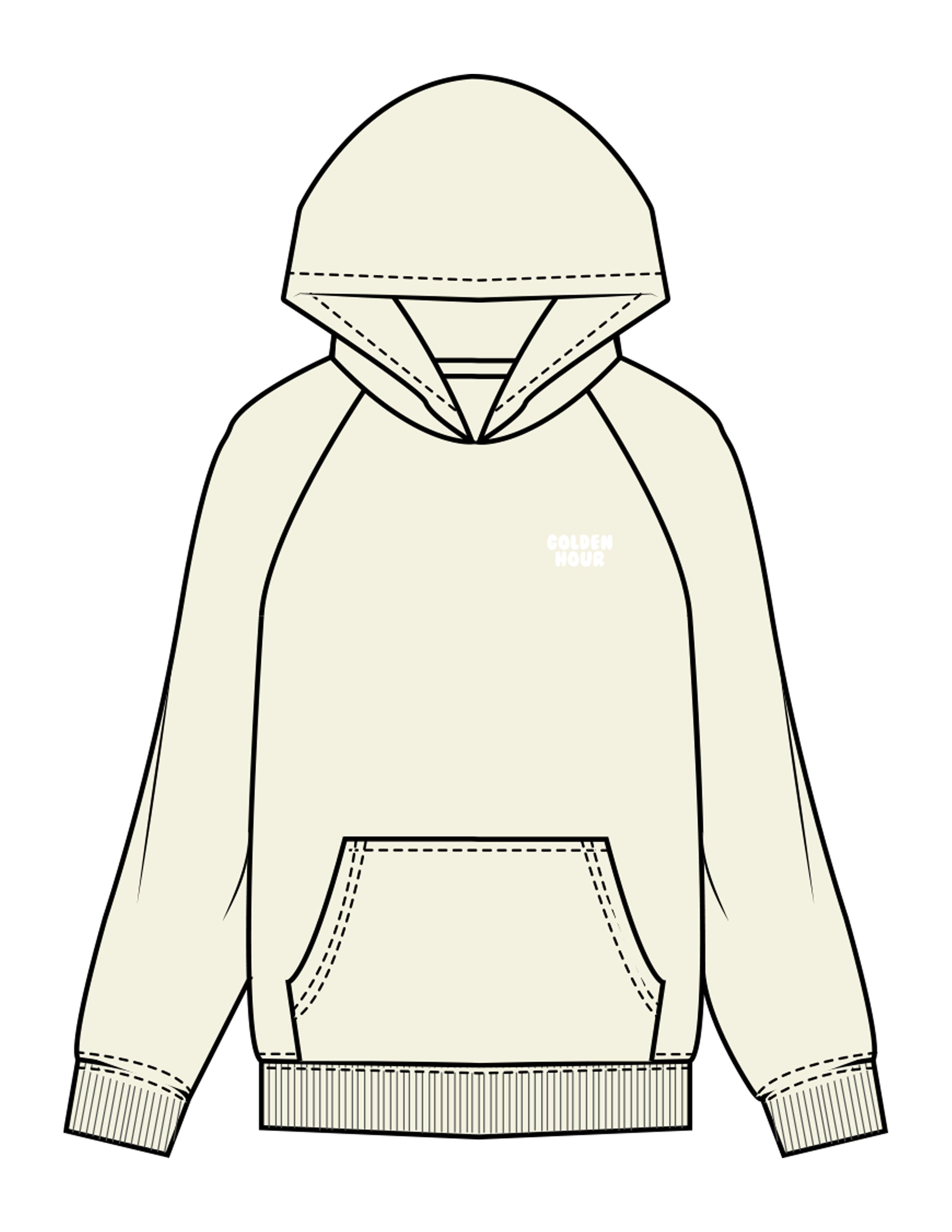 The Womens Hoodie - Butter - Golden Hour - Left Chest Stacked & Back Stacked - Printed - White