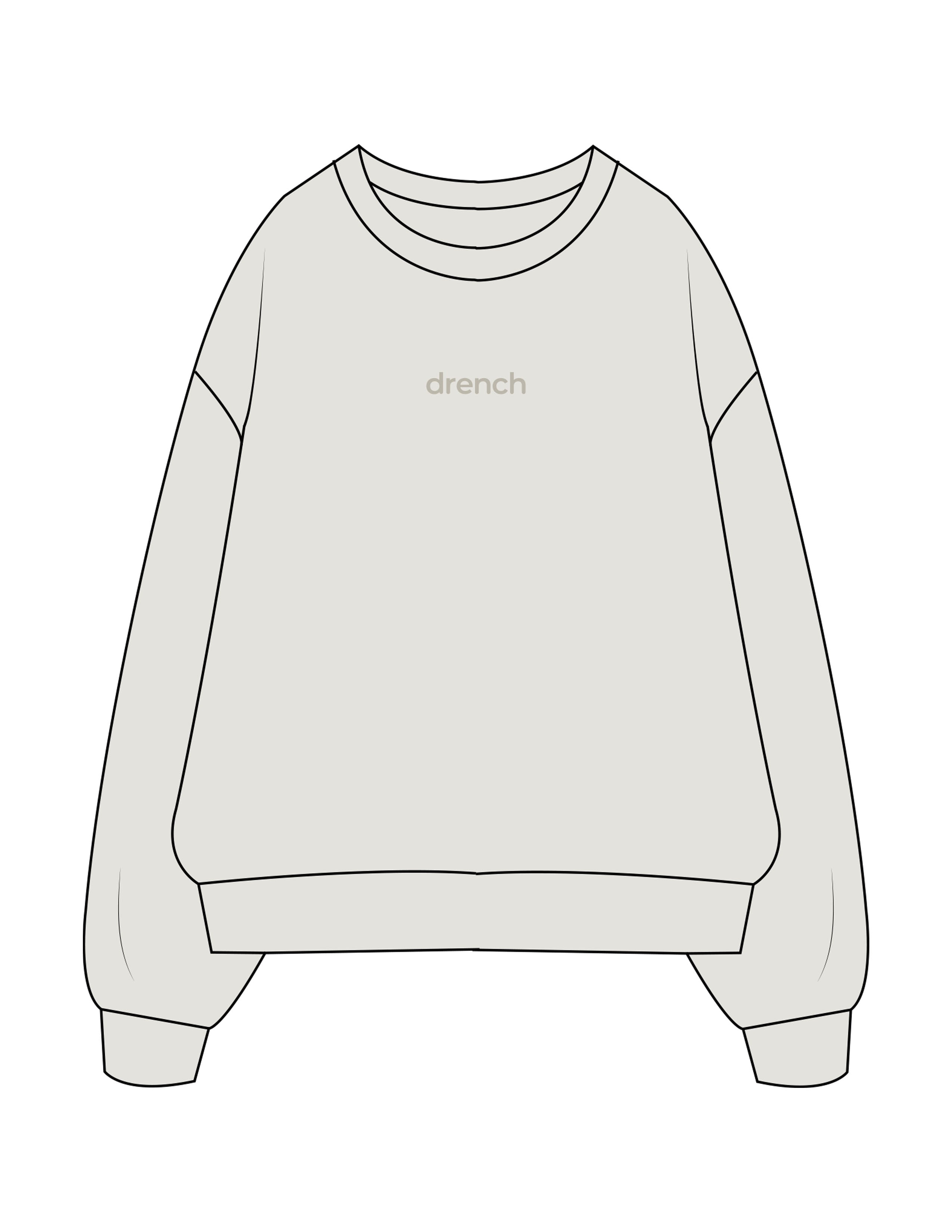 The Mens Crewneck - Washed Bone - Drench - Center Chest - Embroidered - Tone on Tone
