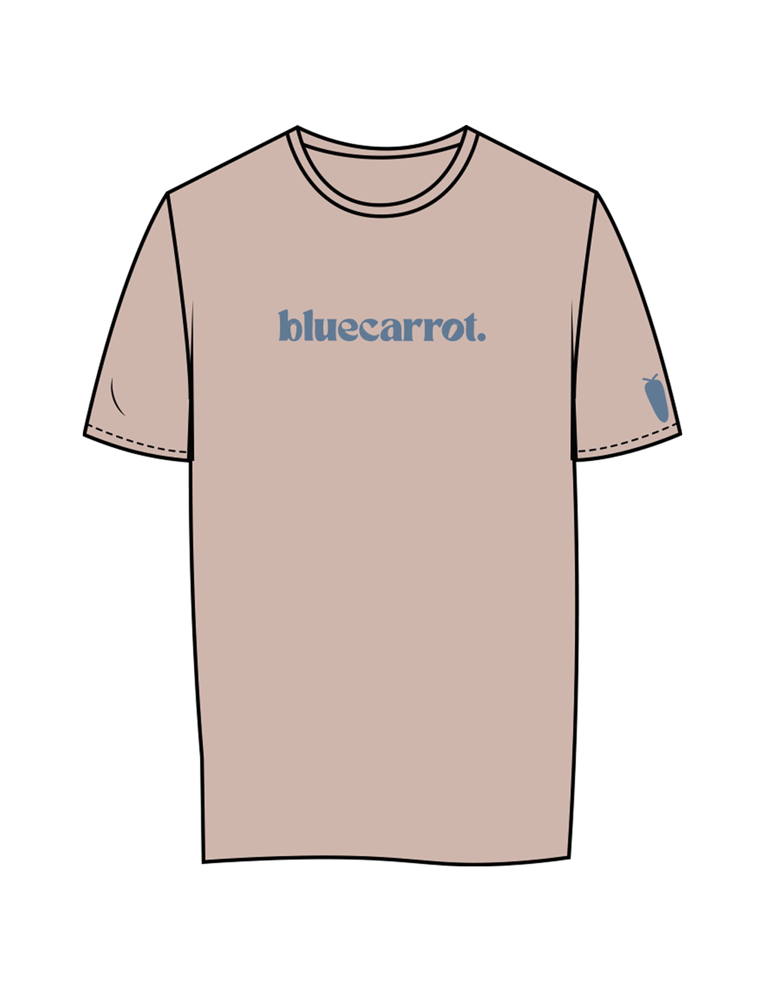 The Womens Tee - Mushroom - BlueCarrot - Center Chest & Left Sleeve - Printed - Blue
