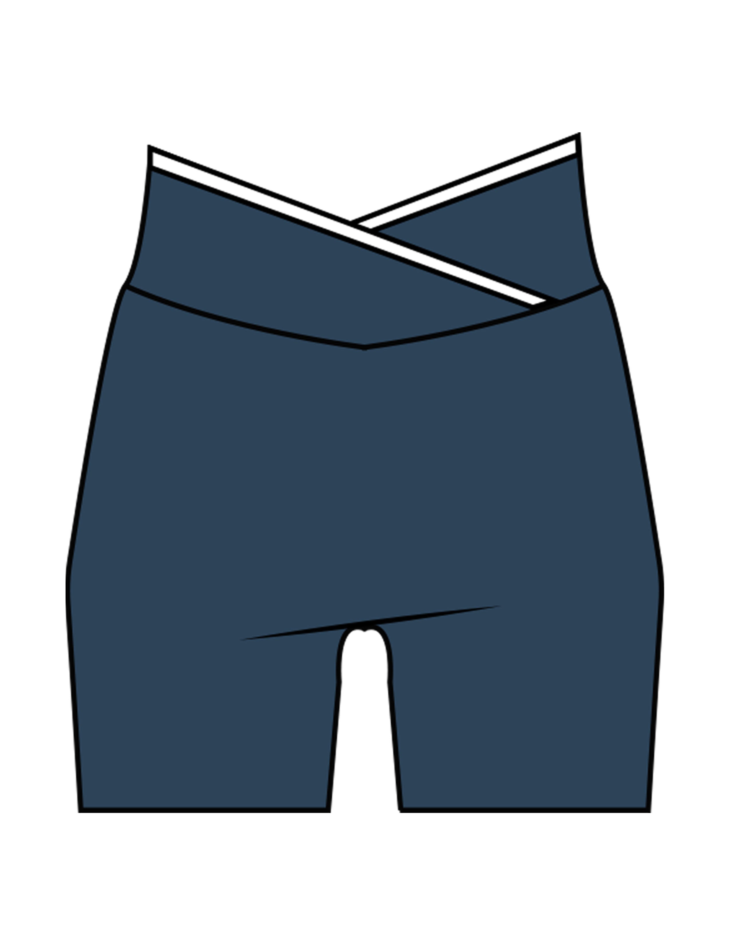 The Piped Crossover Short - Petrol Blue - The Refinery Fitness Studio - Center Back - Printed - White