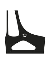 The One Shoulder Bra - Black - LVL - Center Chest & Back Icon - Printed - White