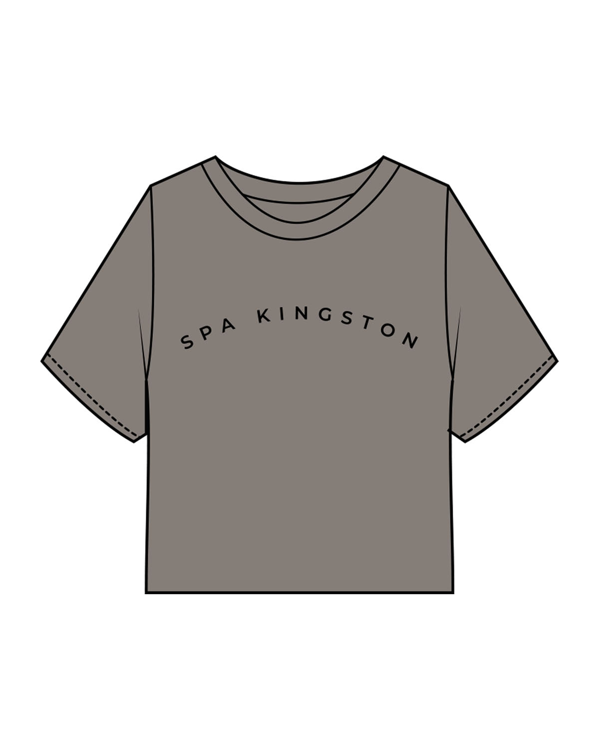 The Heavyweight Crop Tee - Washed Gray - Spa Kingston - Center Chest & Back Neckline - Printed - Black