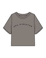 The Heavyweight Crop Tee - Washed Gray - Spa Kingston - Center Chest & Back Neckline - Printed - Black