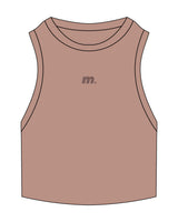 The Ribbed Crop Tank - Clay - Motivate Movement - Center Chest - Embroidered - Tone on Tone