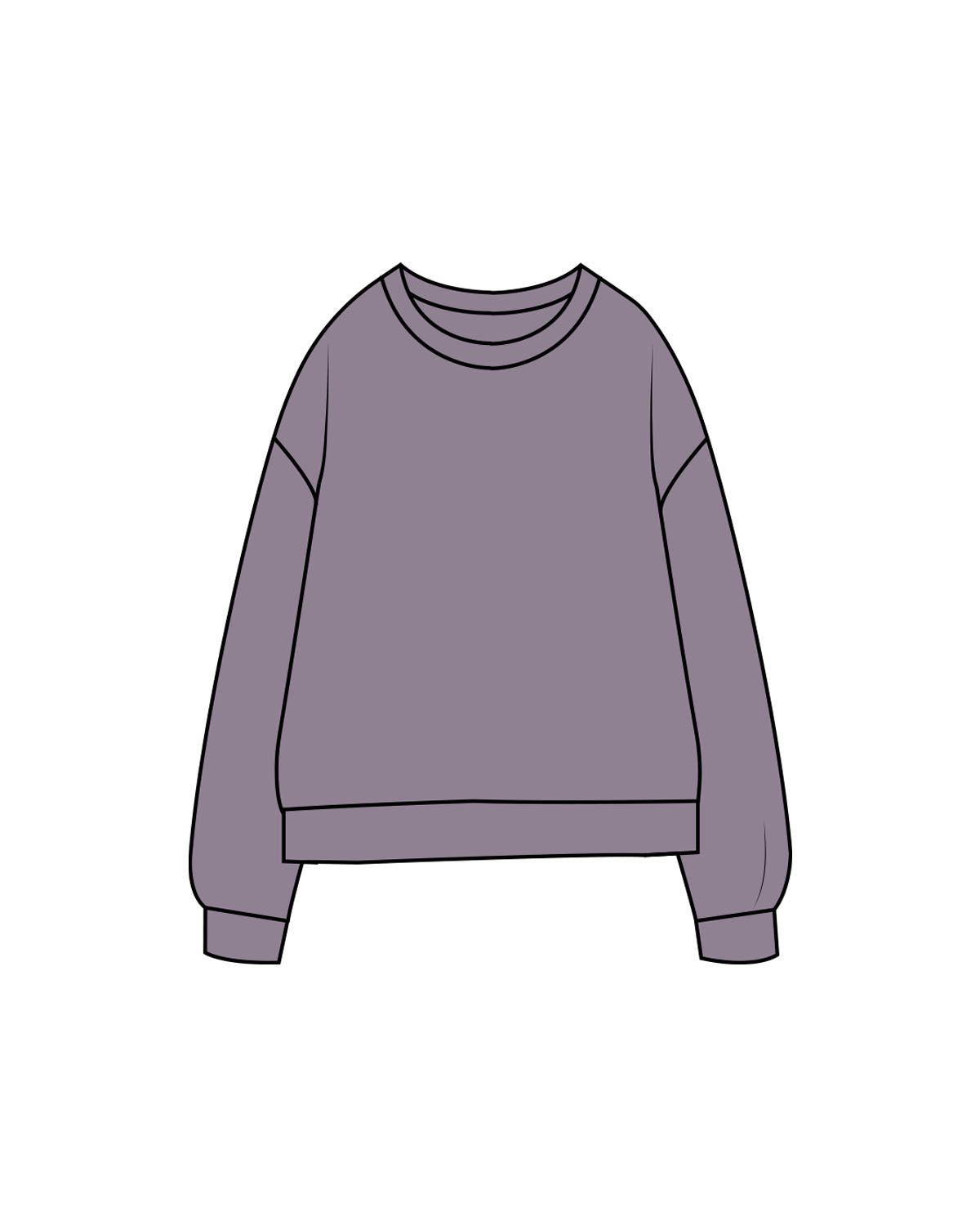 The Midweight Unisex Crewneck - Washed Plum - Drench - Center Back Logo & Back Neckline -  Printed - Tone on Tone