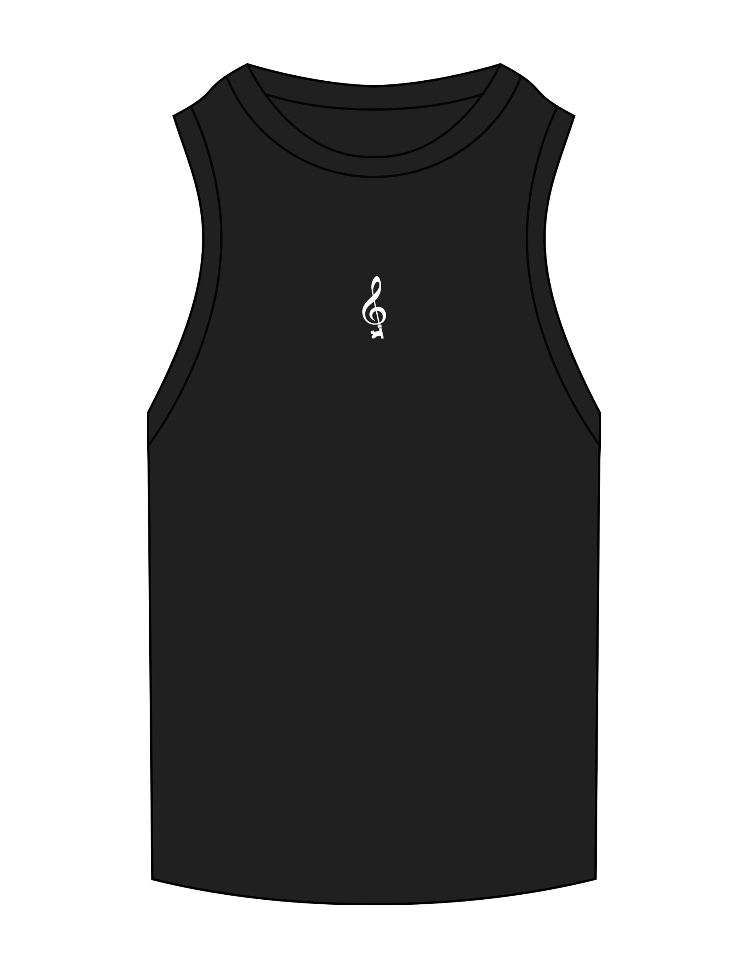The Ribbed Full Length Tank - Black - SOUL YOGA - Center Chest - EMB - White