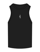 The Ribbed Full Length Tank - Black - SOUL YOGA - Center Chest - EMB - White