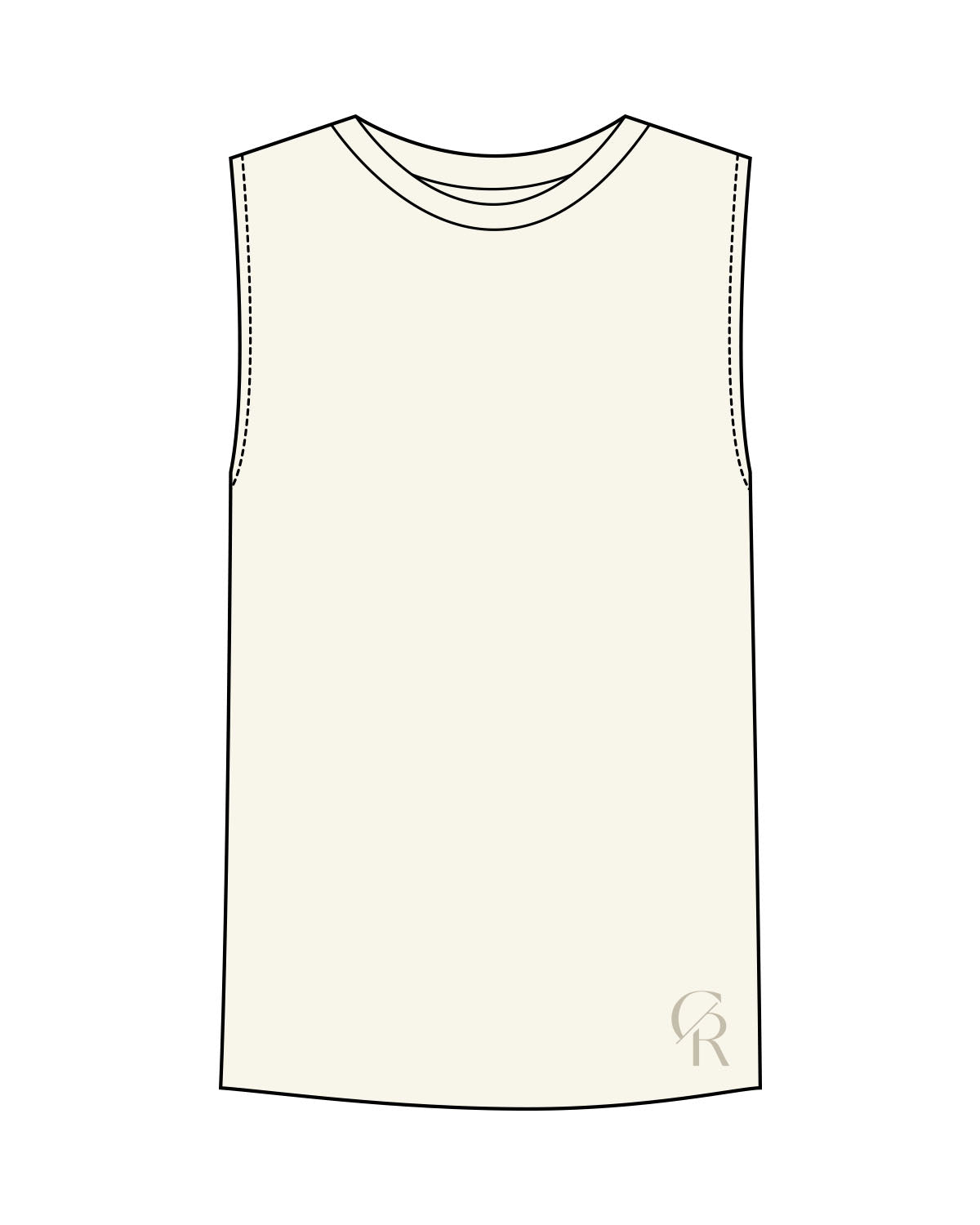 The Mens Tank - Off White - Core Reform - Bottom Left Corner - Printed - Tone on Tone