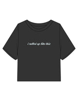 The Heavyweight Crop Tee - Washed Black - Movement With Chels - Center Chest & Back Neckline - Printed - Light Blue