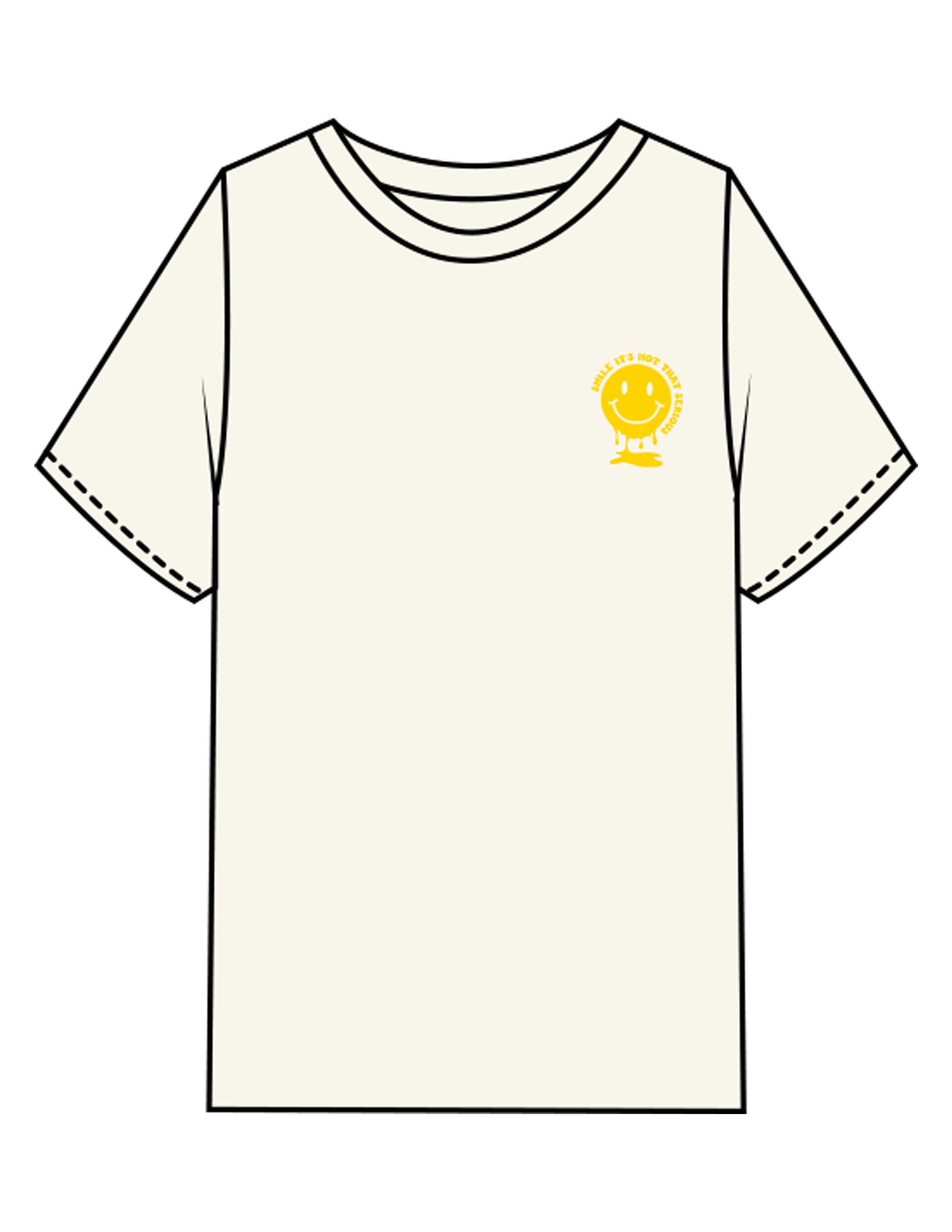 The Mens Heavyweight Tee - Off White - Try Smile Collective - Left Chest & Back Smiley - Printed - Yellow