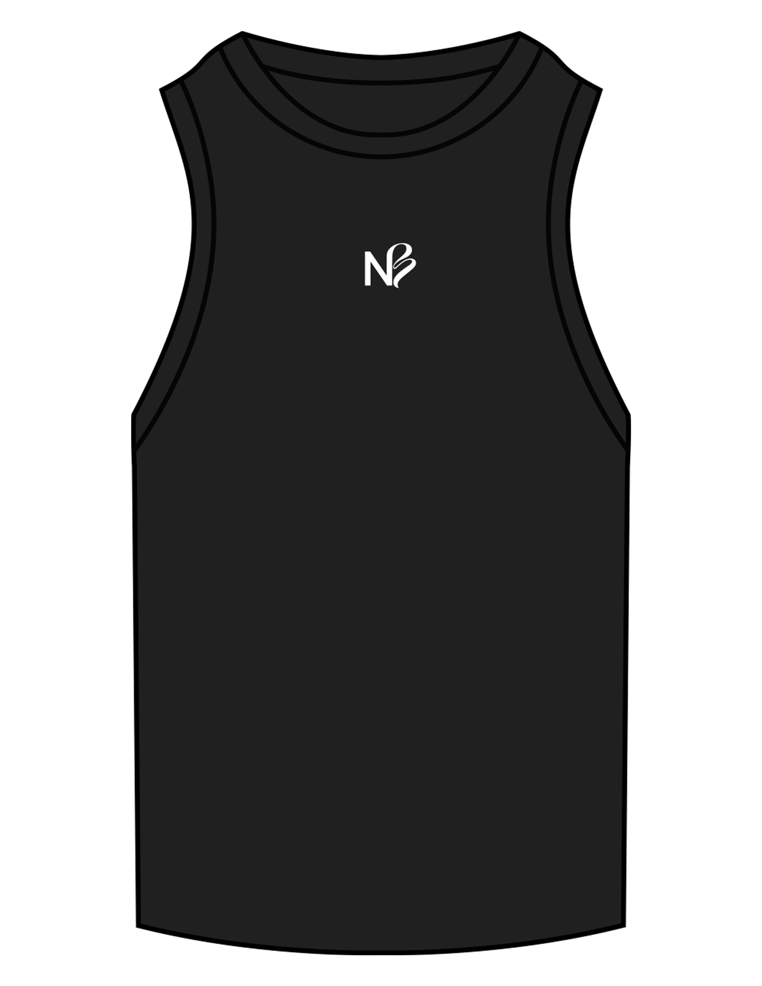 The Ribbed Full Length Tank - Black - Neighborhood Barre - Center Chest "NB" - Embroidered - White