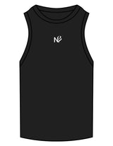 The Ribbed Full Length Tank - Black - Neighborhood Barre - Center Chest "NB" - Embroidered - White