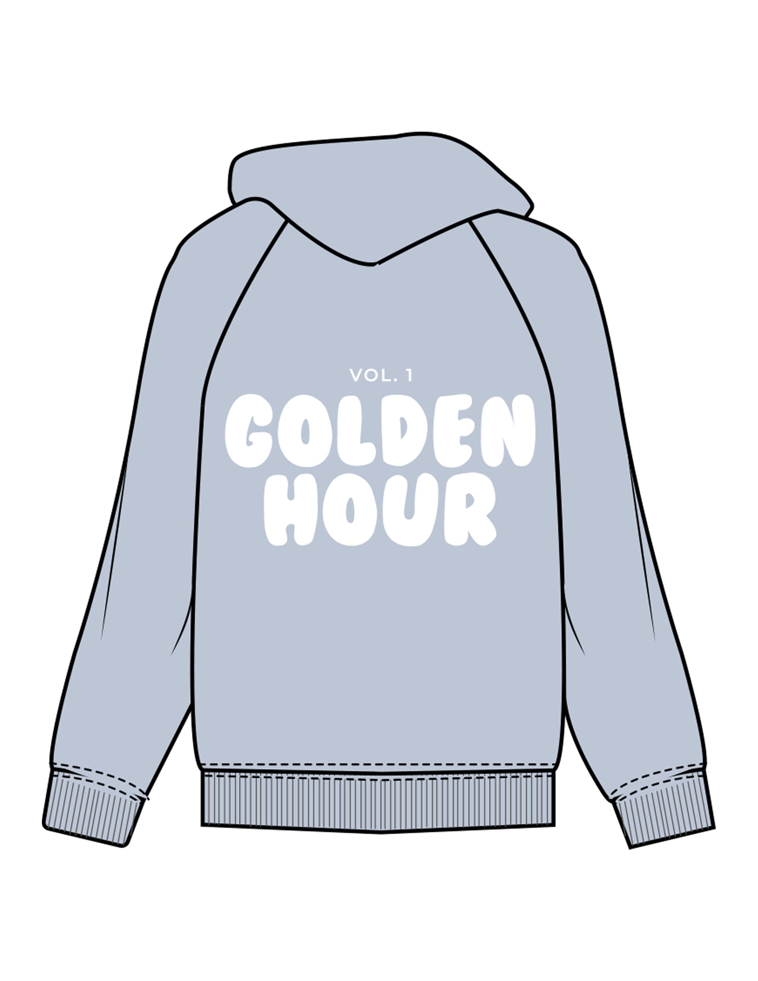 The Womens Hoodie - Powder - Golden Hour - Left Chest Stacked & Back Stacked - Printed - White