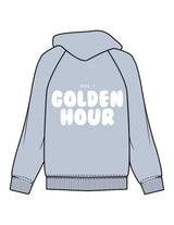 The Womens Hoodie - Powder - Golden Hour - Left Chest Stacked & Back Stacked - Printed - White