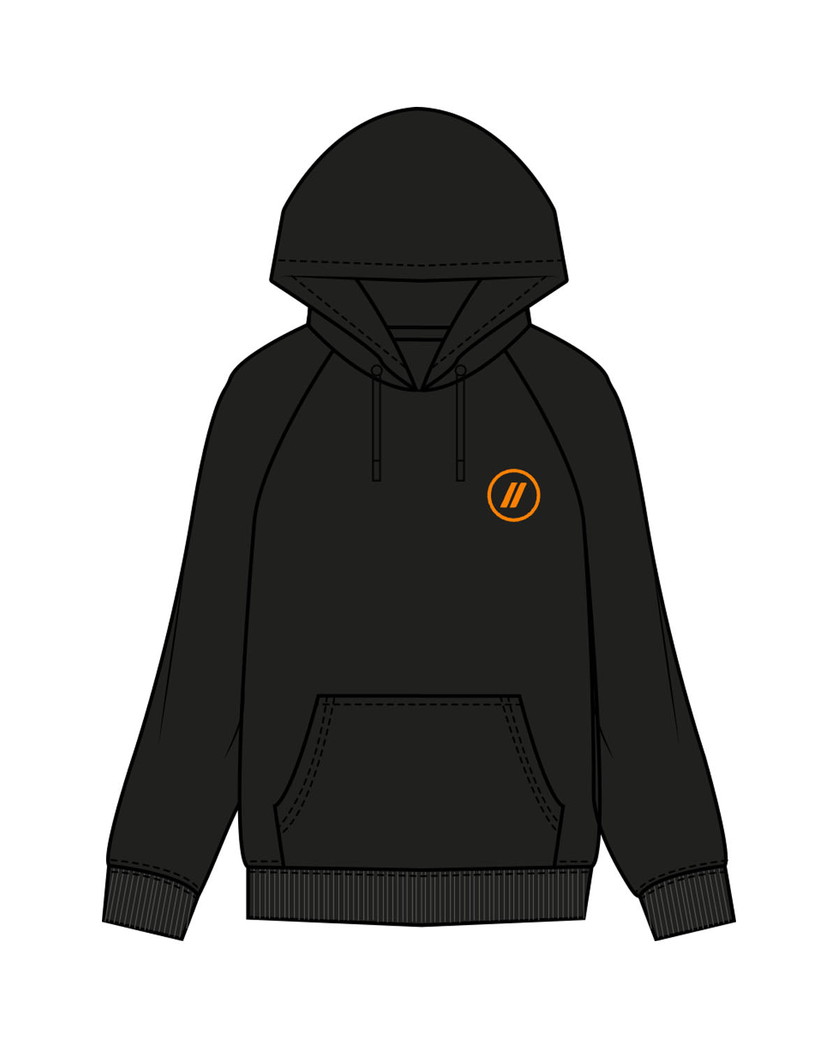 The Mens Heavyweight Hoodie - Black - Blenders - Left Chest & Back "AUSTIN" - Printed - Full Color