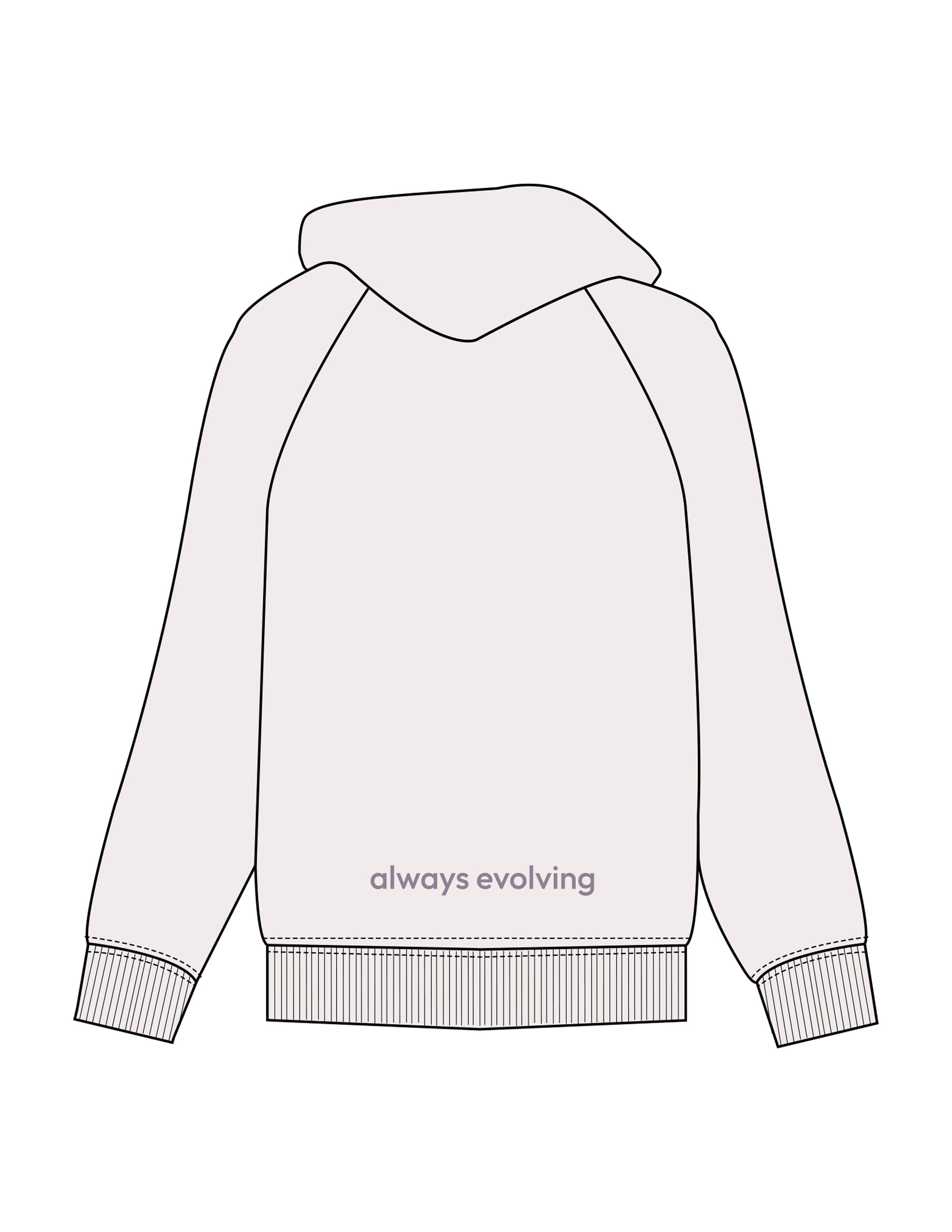 The Mens Heavyweight Hoodie - Bone - Drench - Front Pocket & Lower Back - Printed - Washed Plum