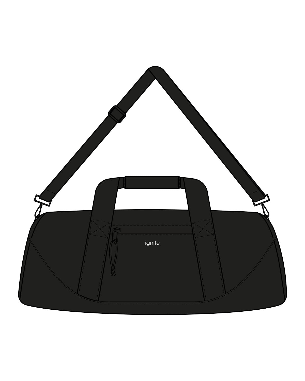 The Gym Duffel - Black - Ignite Barre & Fitness - Center Body - Printed - Black