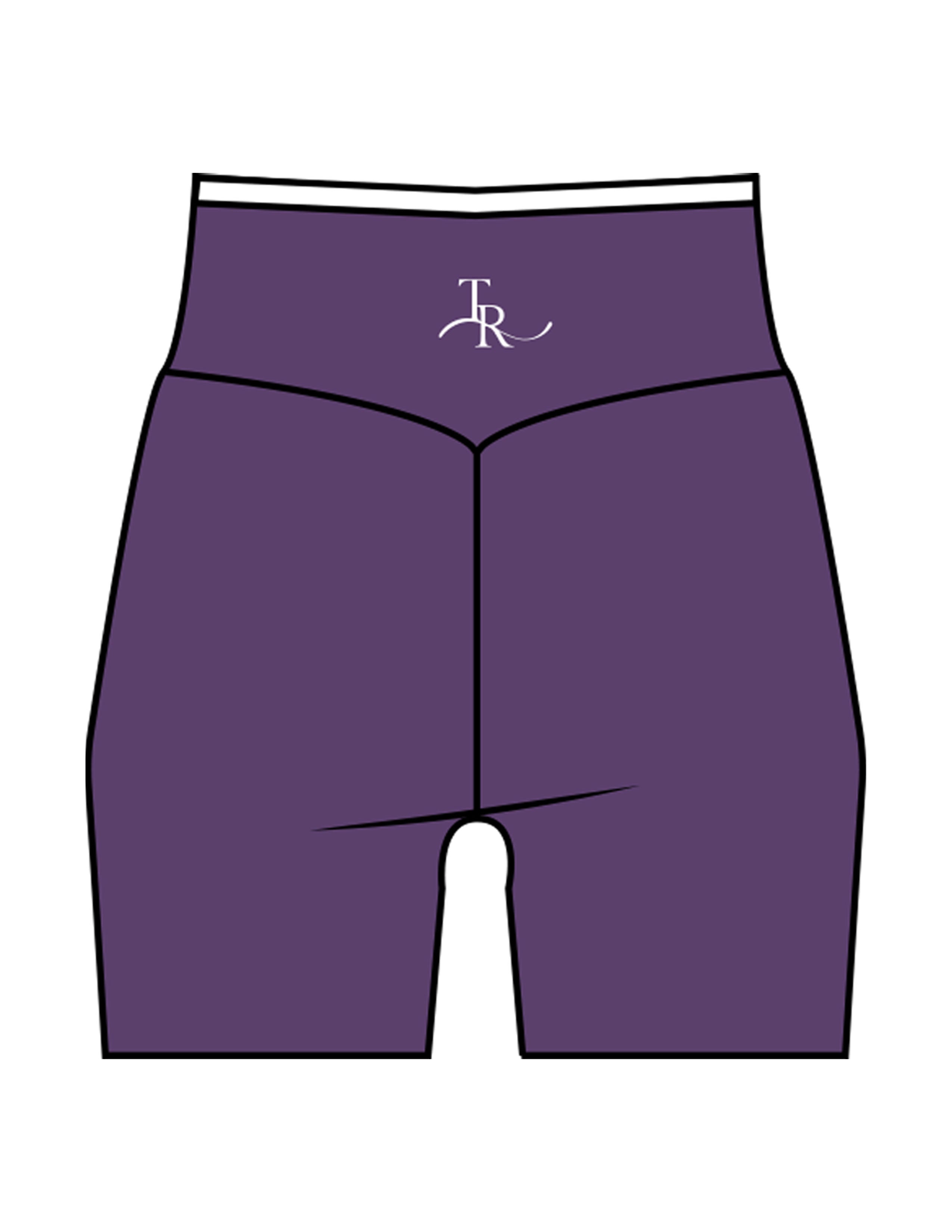 The Piped Crossover Short - Purple - The Refinery Fitness Studio - Center Back - Printed - White