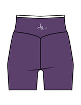 The Piped Crossover Short - Purple - The Refinery Fitness Studio - Center Back - Printed - White