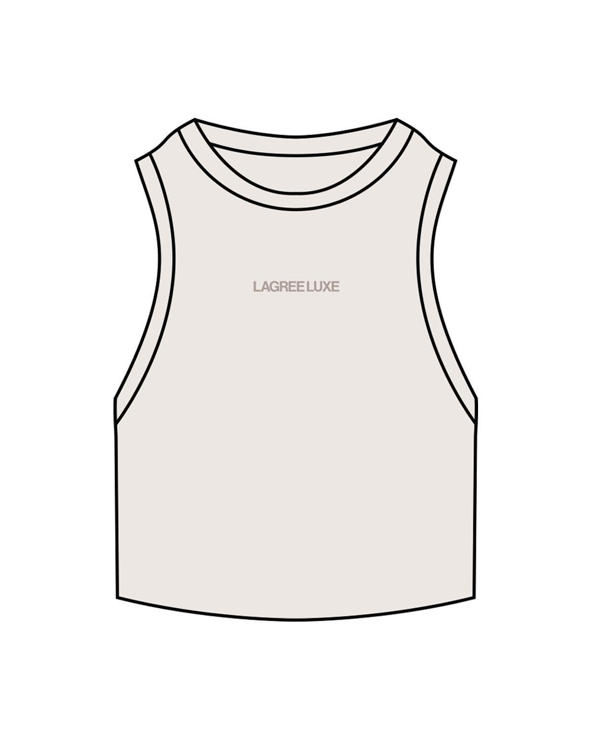 The Ribbed Crop Tank - Bone - Lagree Luxe - Center Chest "LAGREELUXE" - Embroidered - Tone on Tone